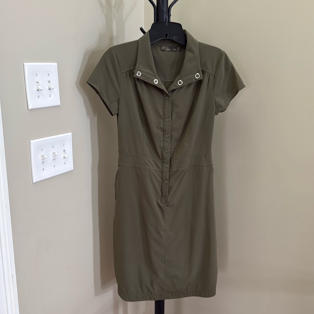 Prana Olive Green Snap Sheath Dress